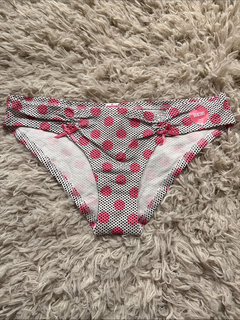 NWT Rare Victoria's Secret VTG PINK 2010 Ruched Bow Cheeky Bikini Small